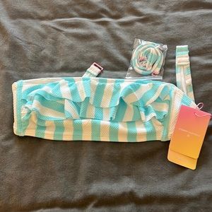 Stoney Clover Lane X Target Ruffle Striped Bandeau Bikini Top Size Medium